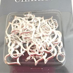 Favor Accents Charms Silver Tone Metal Heart Shape Charms 4 Pkg Total 80…